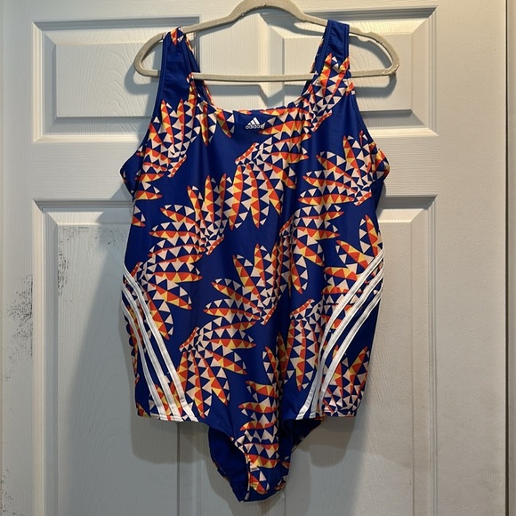 NWT! Adidas X Farm Rio Blue Banana Print One Piece Swimsuit 4X Plus - Picture 3 of 9